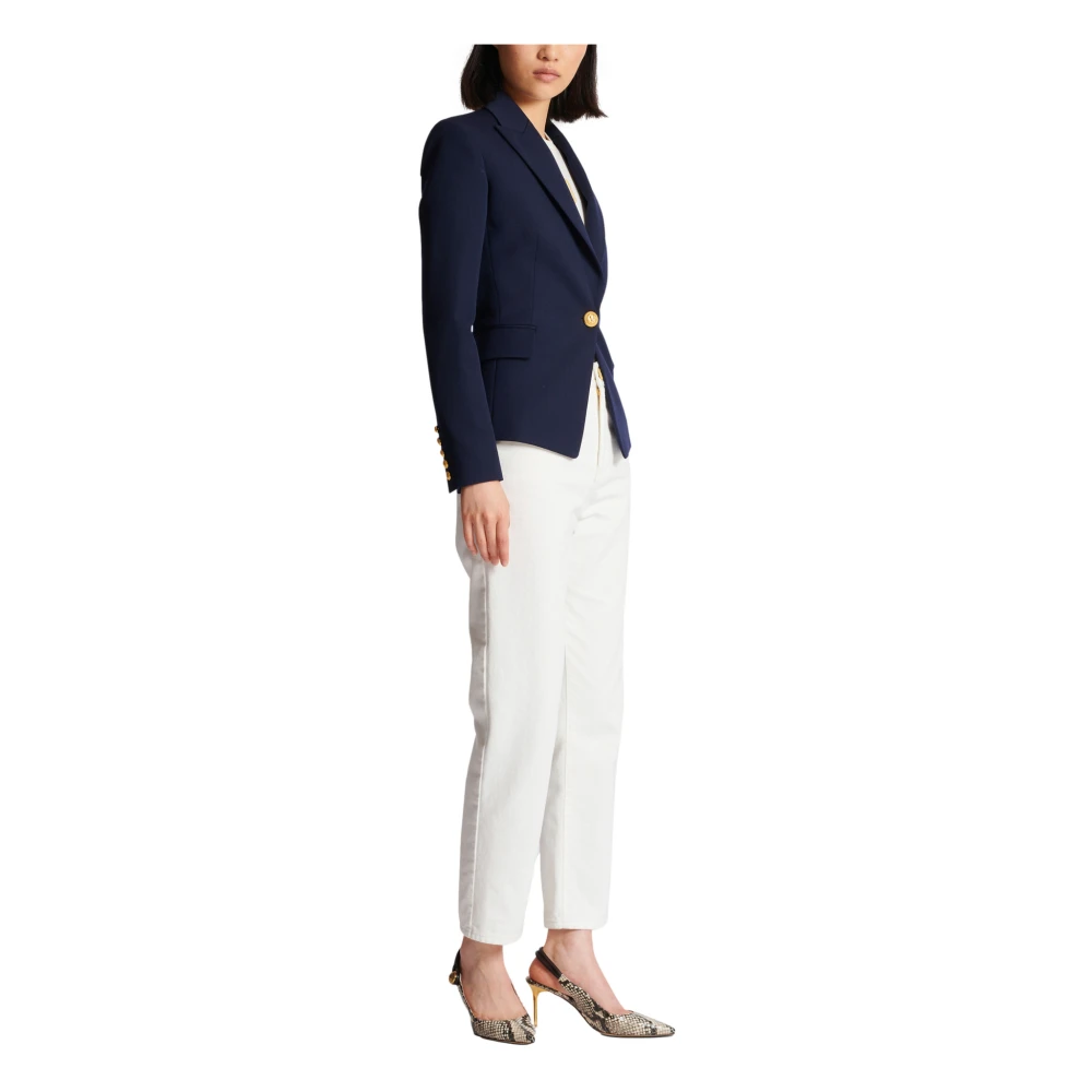 Balmain Eenknoops wollen blazer Blue Dames