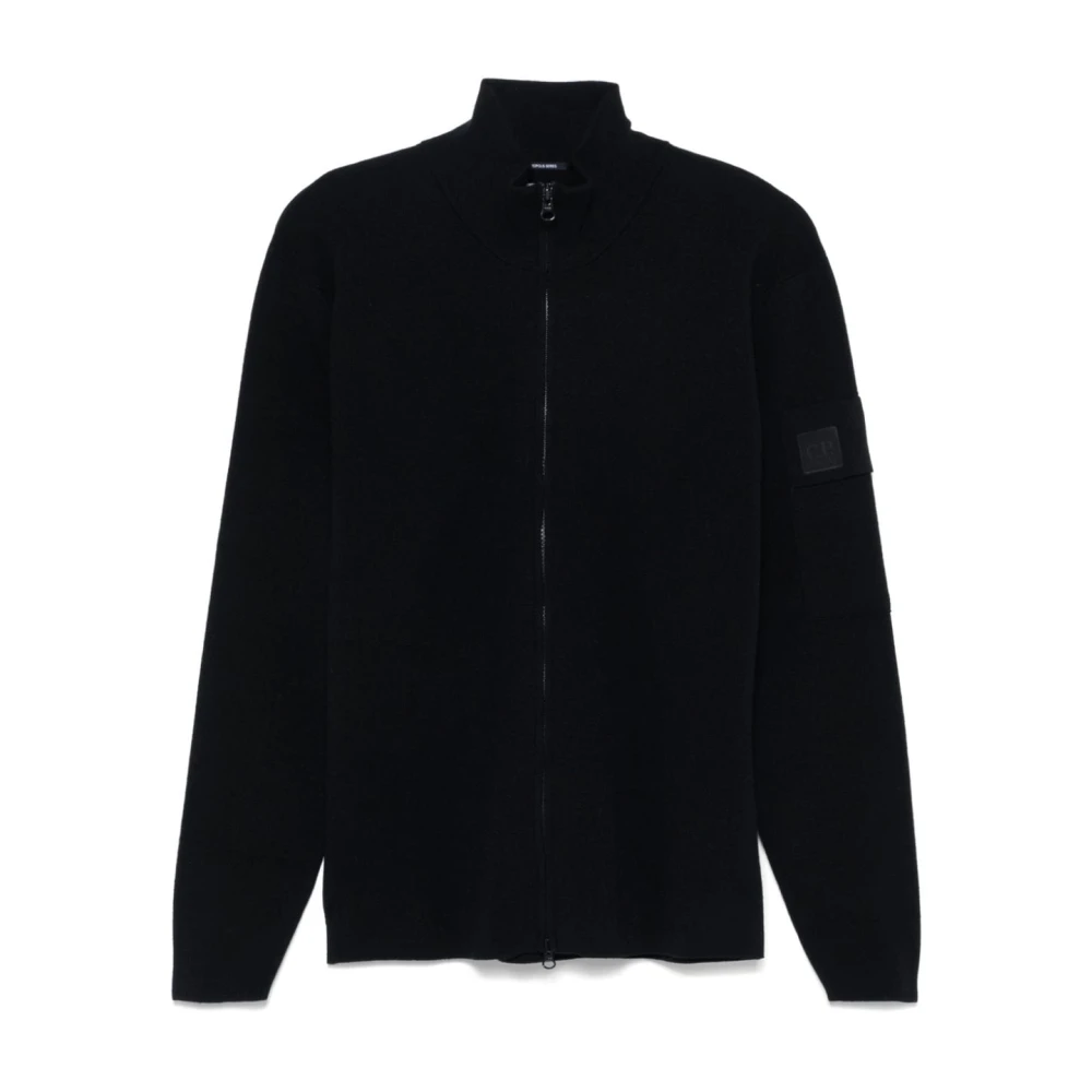 C.P. Company Zwarte Gebreide Hoge Hals Rits Trui Black Heren