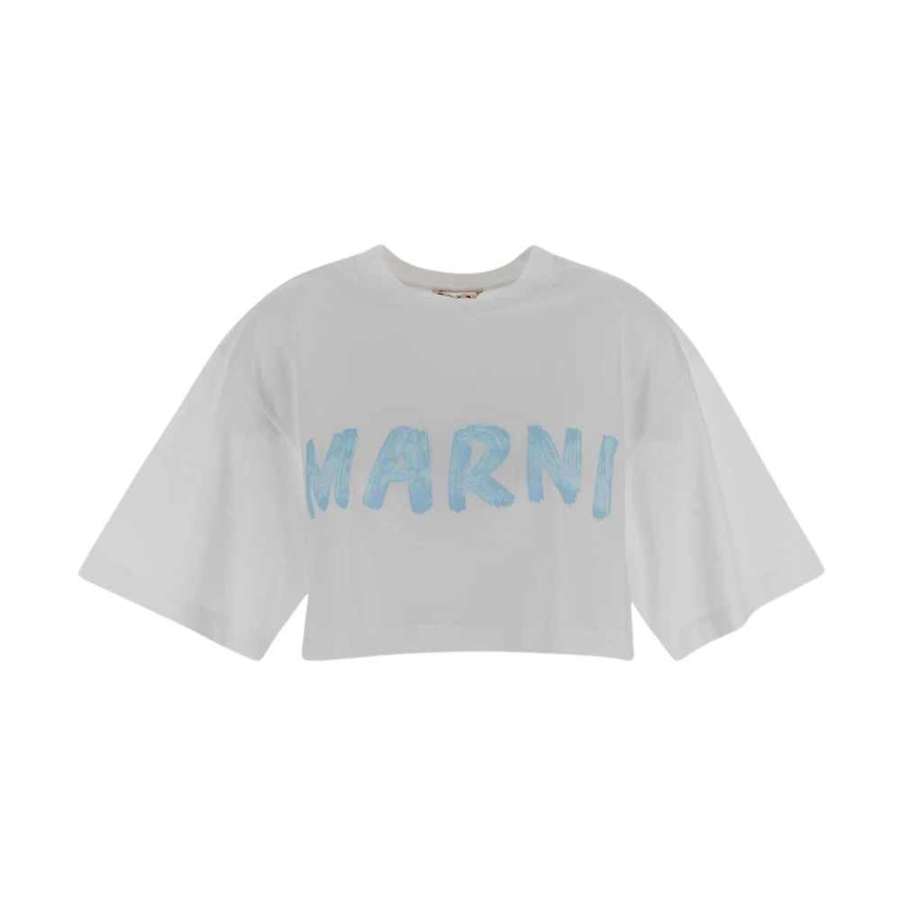 Marni Witte T-shirts en Polos met Kwaststreekprint White Dames