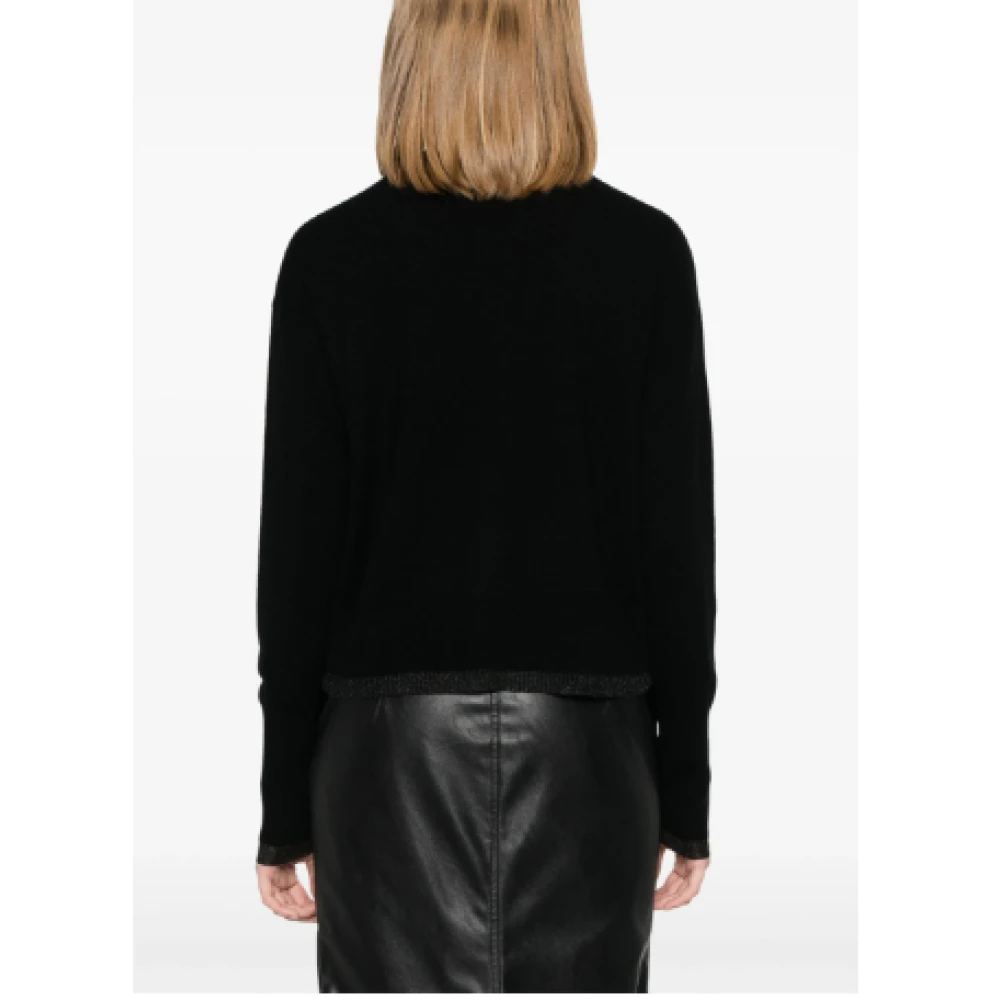 pinko Zwarte Gebreide Trui met Metallic Draad Black Dames