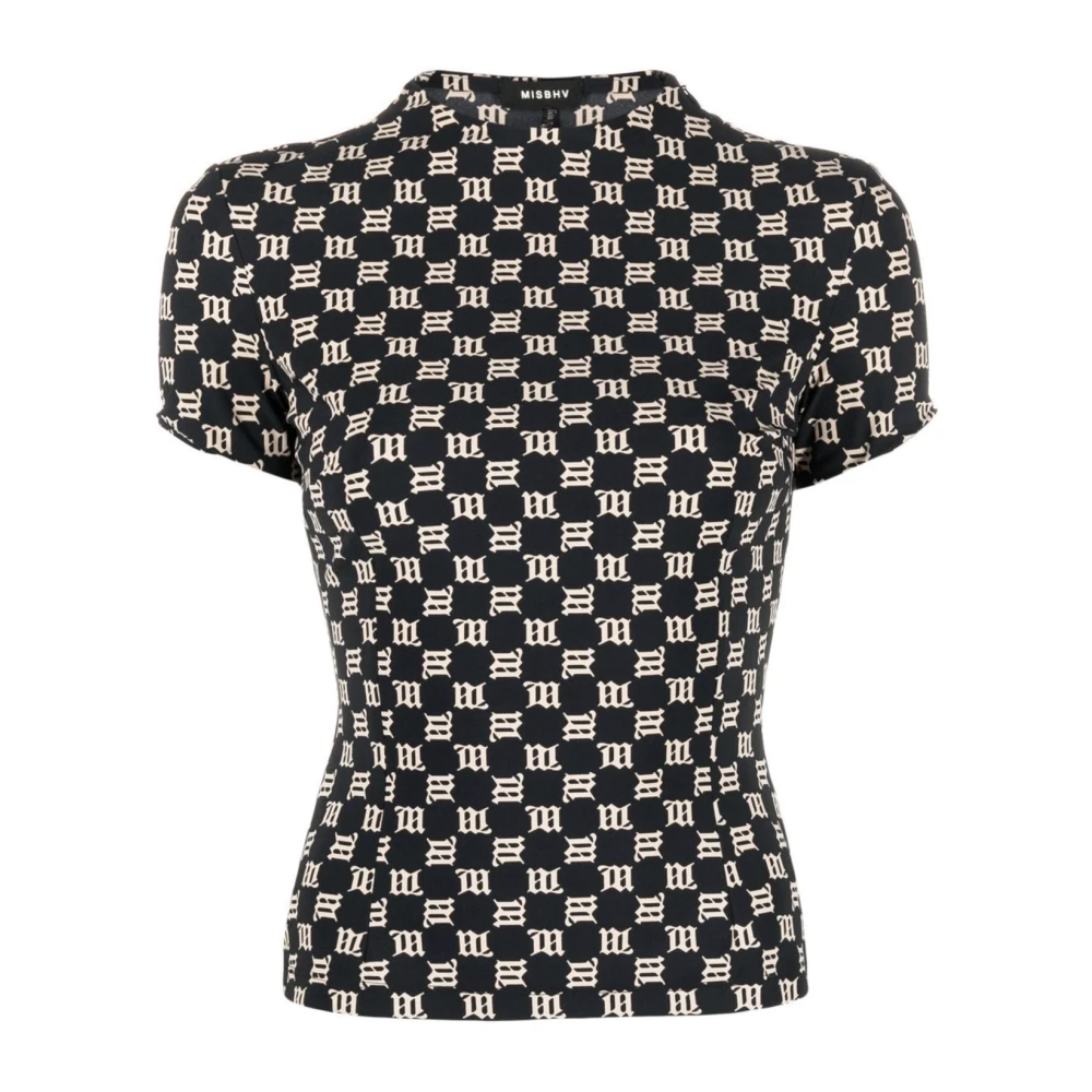 Misbhv Monogram Zwart Beige T-Shirt Multicolor Dames
