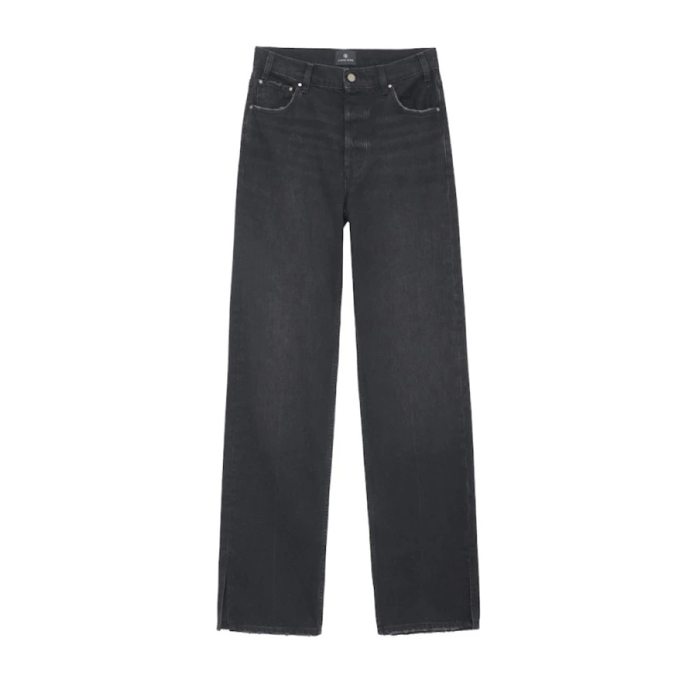 Anine Bing Shadow Grey ROY Jeans Rechte pasvorm Mid-rise Black Dames