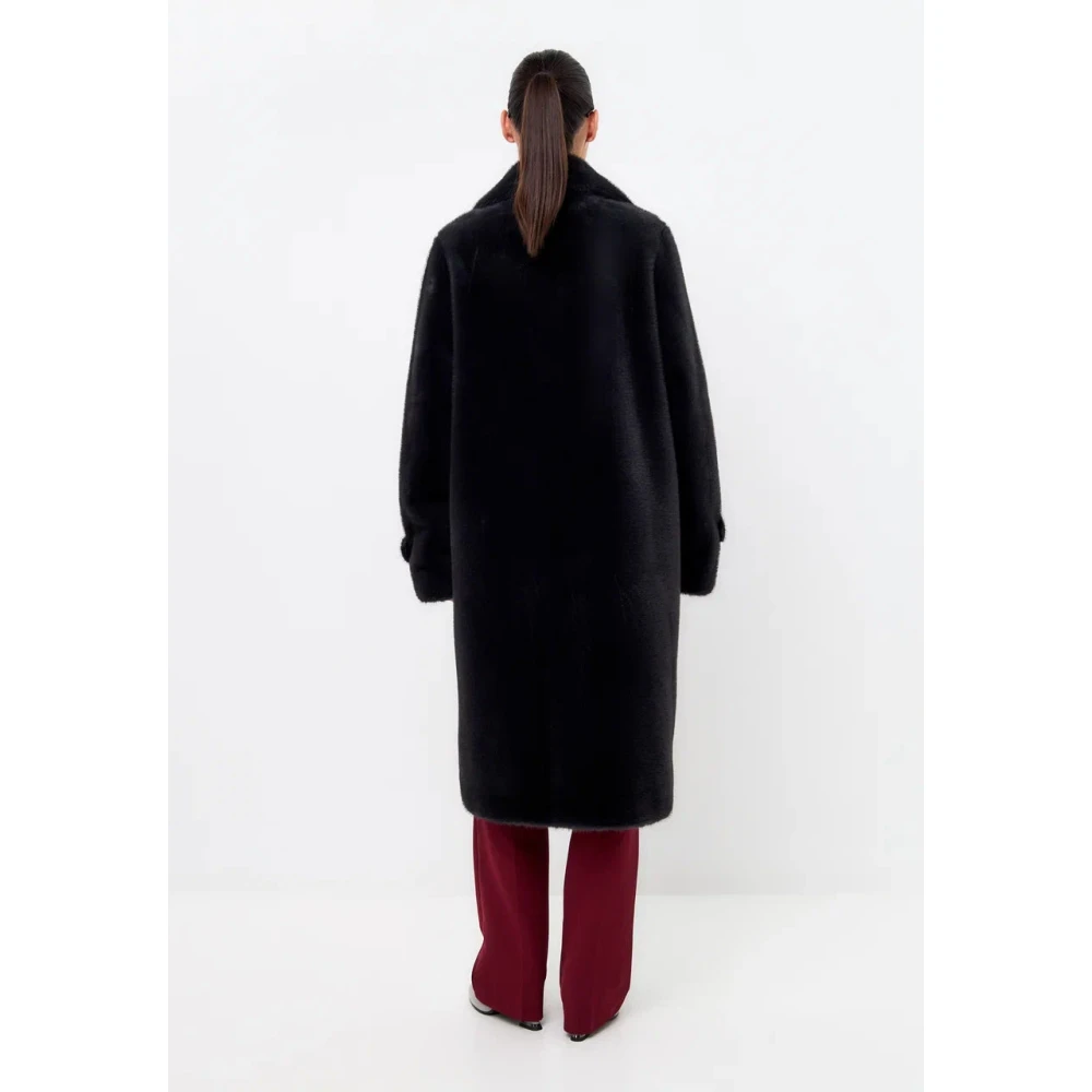 Cesare Gaspari Dubbelknoops Nepbontjas Miriam Zwart Black Dames