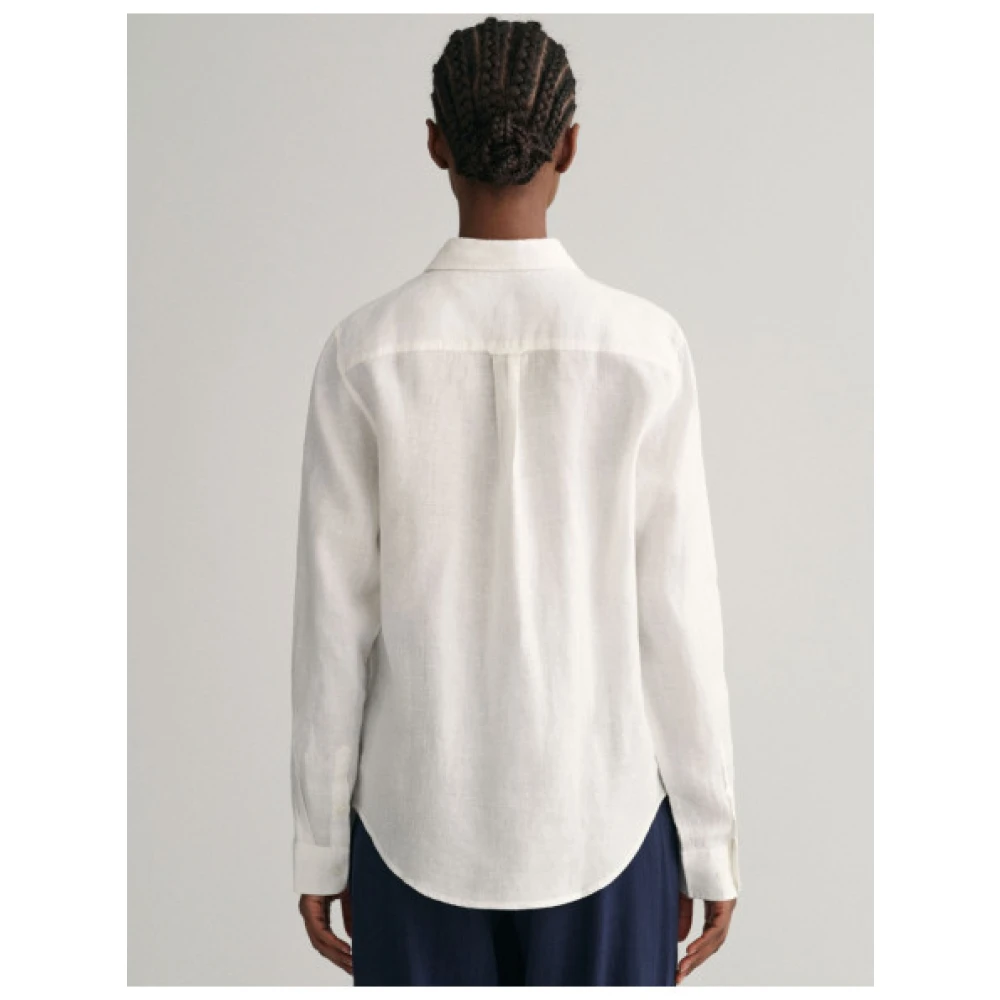 Gant Reguliere Linnen Chambray Overhemd White Dames
