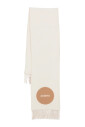 echarpe-beige-a-motif-logo-a-franges