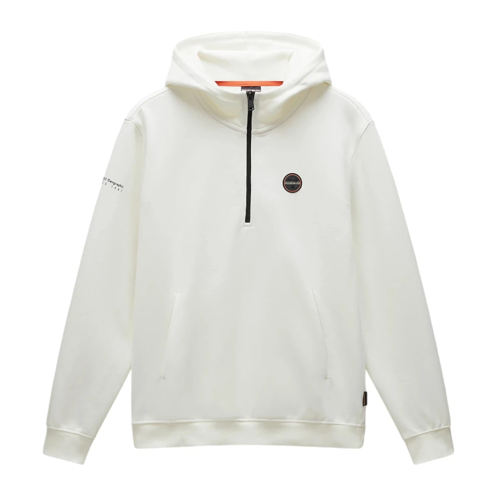 Napapijri Witte Hoodie B-Badge Sweater White Heren