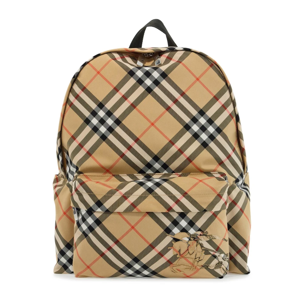 Burberry Klassieke Checkpoint Rugzak met Ruiterontwerp Beige Heren