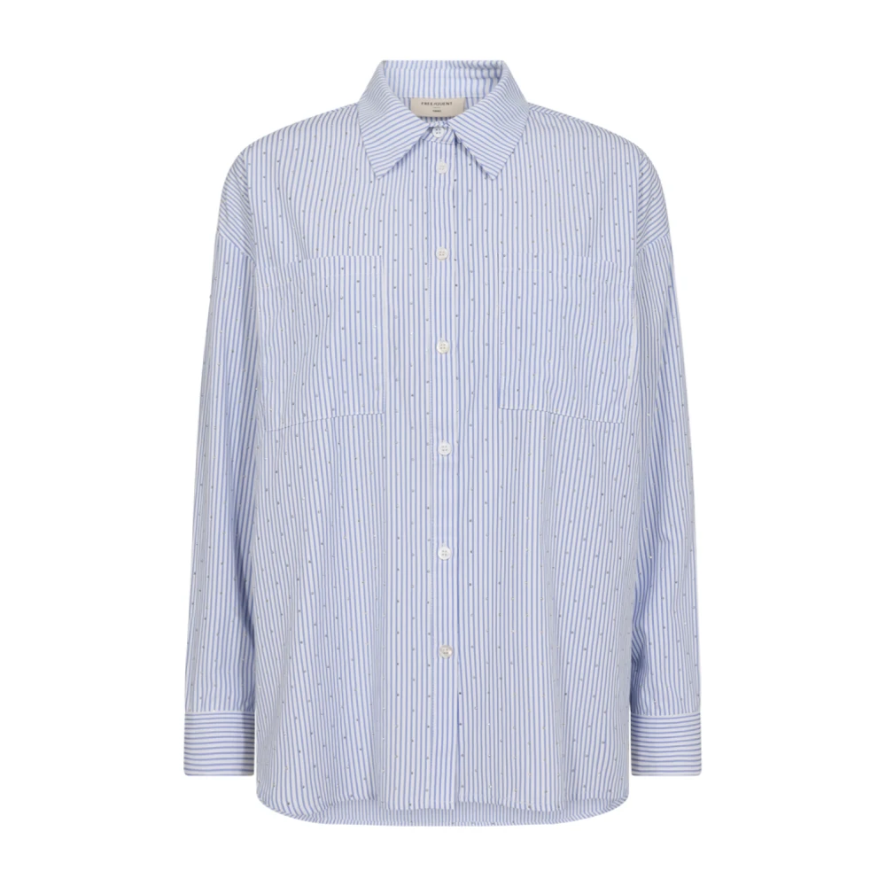 Freequent Gestreepte blouse met hotfix strass Blue Dames