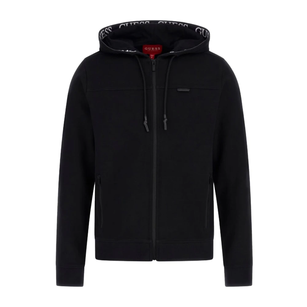 Guess Zwarte Hoodie met rits Black Heren