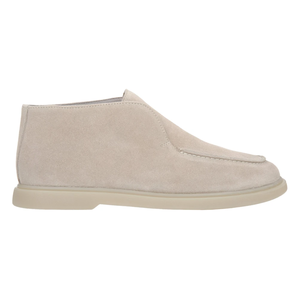Estro Women's Beige High Ankle Loafers Made Of Genuine Italian Premium Velour Er00117078