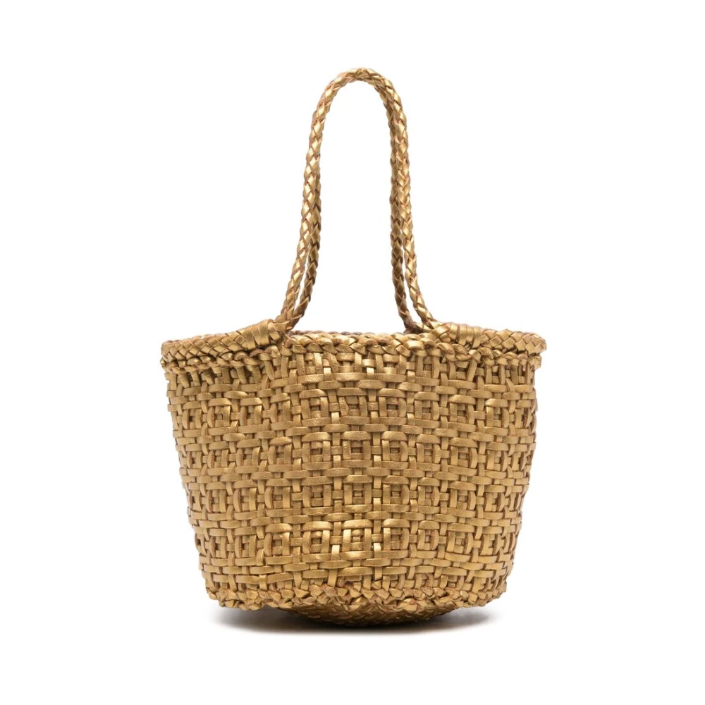 Dragon Diffusion Metallic Mand Weefsel Gevlochten Handvat Tas Yellow Dames