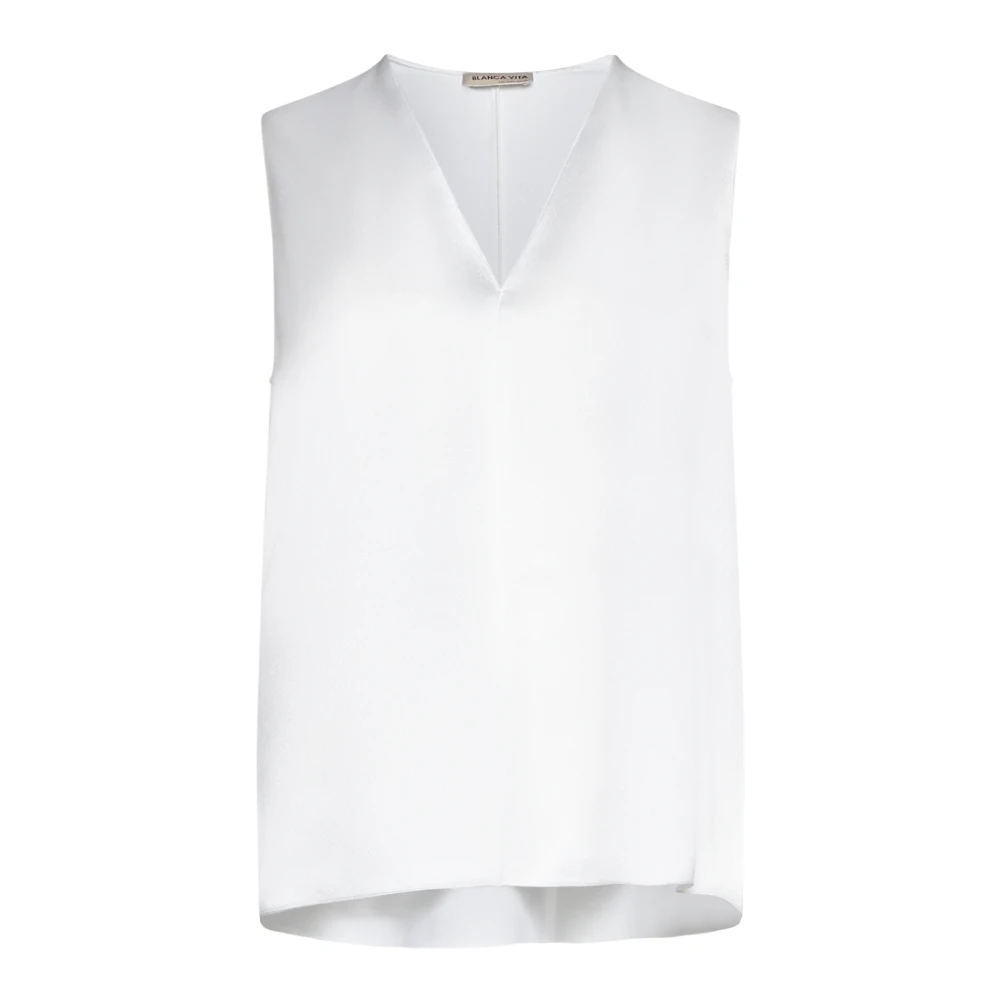 Blanca Vita V-ringad Topp White, Dam