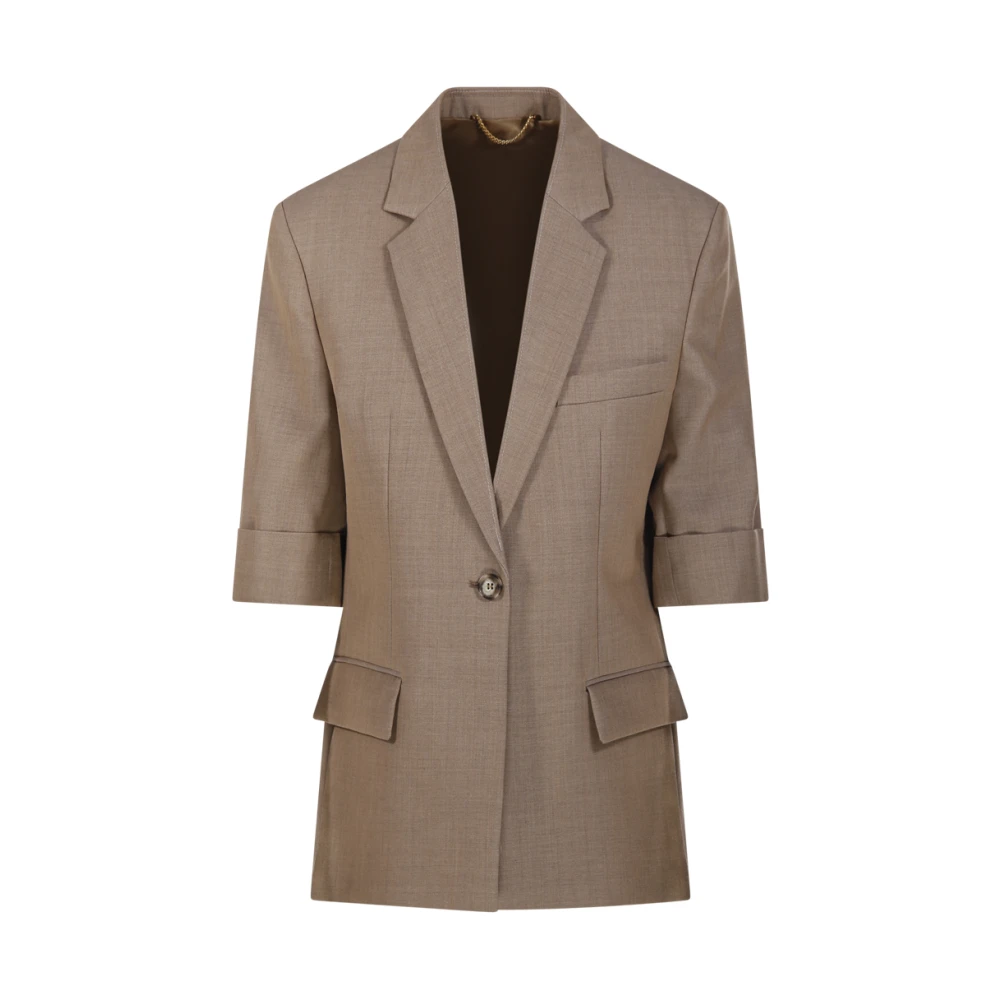 Victoria Beckham Tabak Korte Mouw Jas Beige Dames