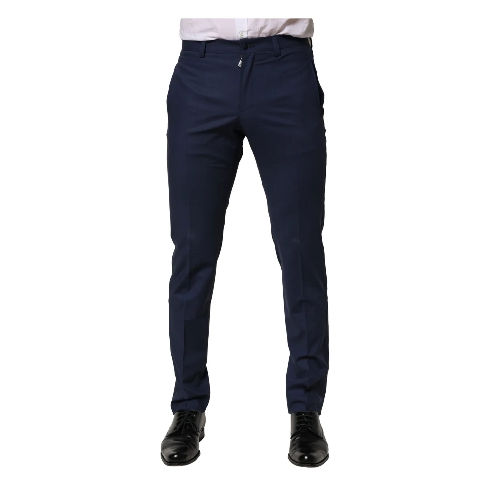 Dolce & Gabbana Blue Dark Wool Dress Formal Trousers - Male - Suit Trousers - S - Trousers