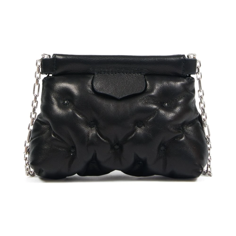 Maison Margiela Gewatteerde Zwarte Schoudertas met Ketting Black Dames