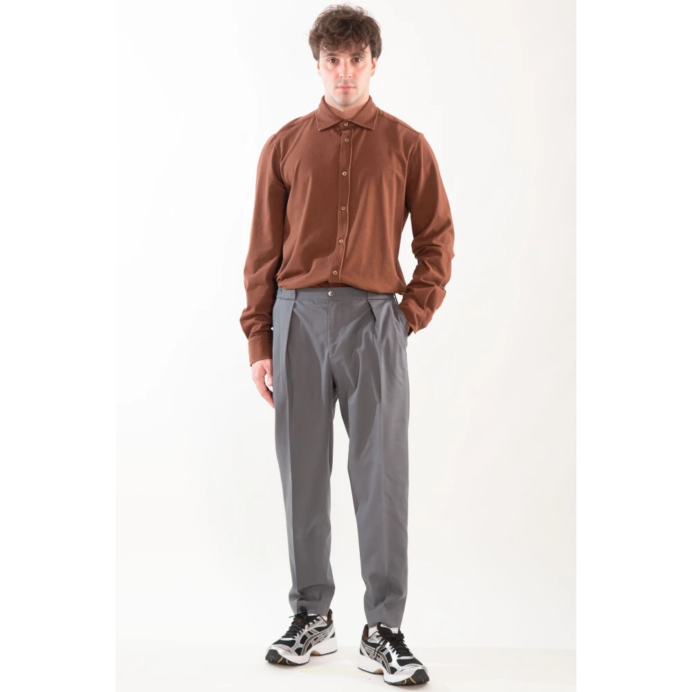 Circolo 1901 Zachte Jersey Shirt met Cashmere Touch Brown Heren
