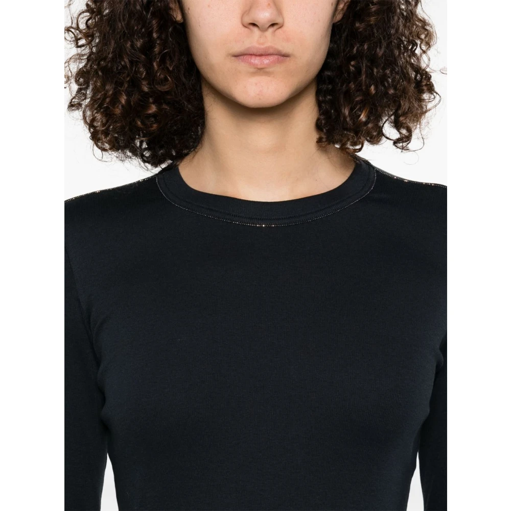 Fabiana Filippi Navy Blue Crew Neck Sweater Blue Dames