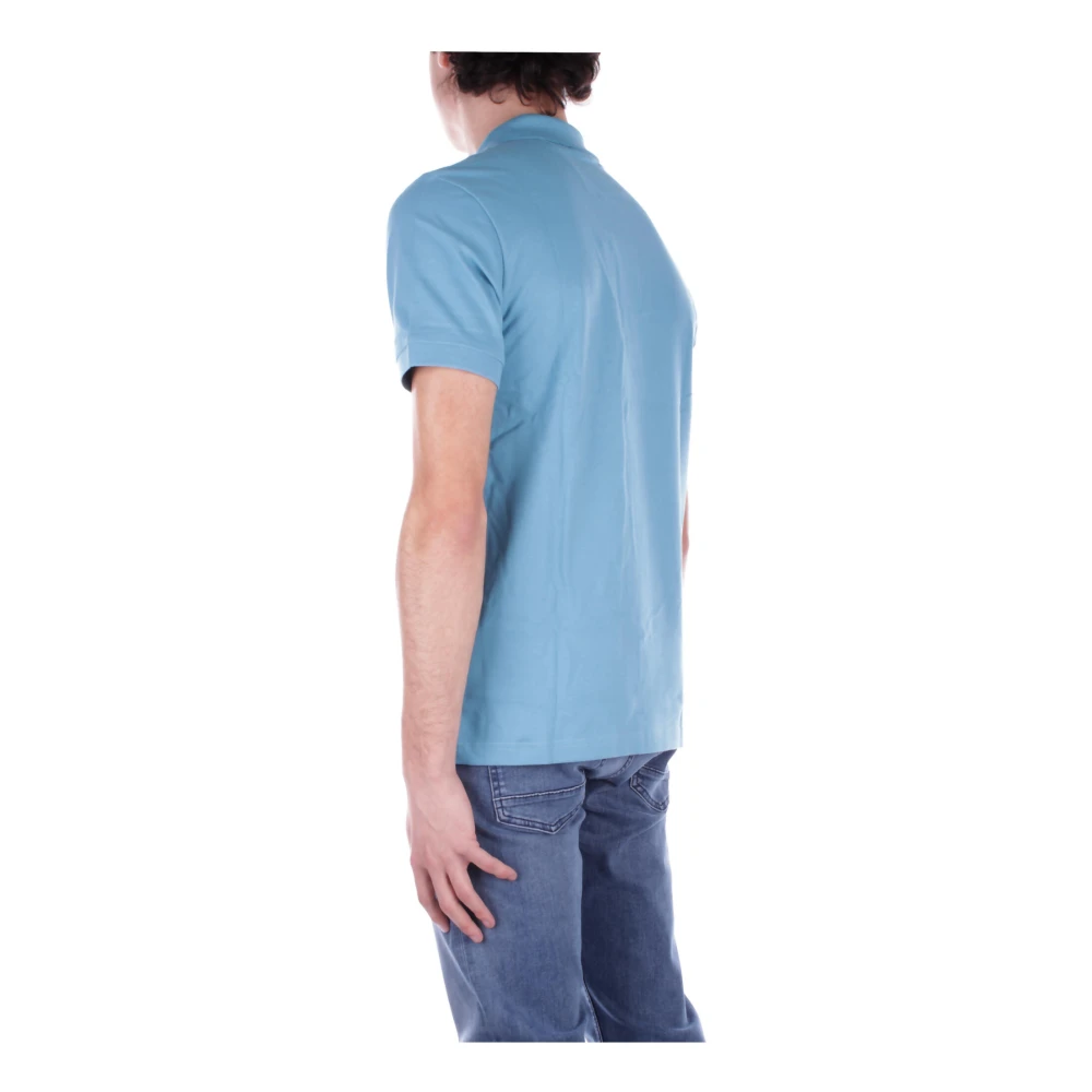 Hugo Boss Blauw Logo Voorkant Knoop Polo Shirt Blue Heren