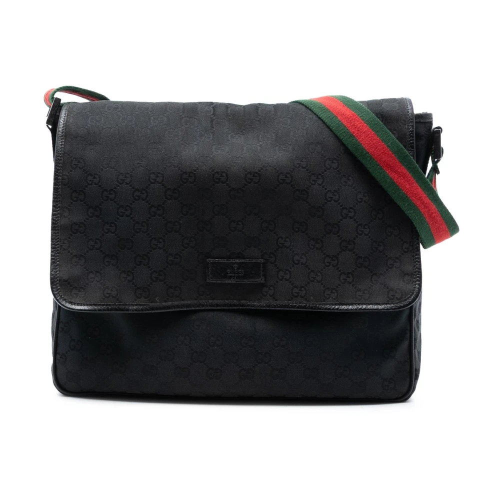 Gucci Vintage Women's Black Pre-Owned Gg Monogram Messenger Bag