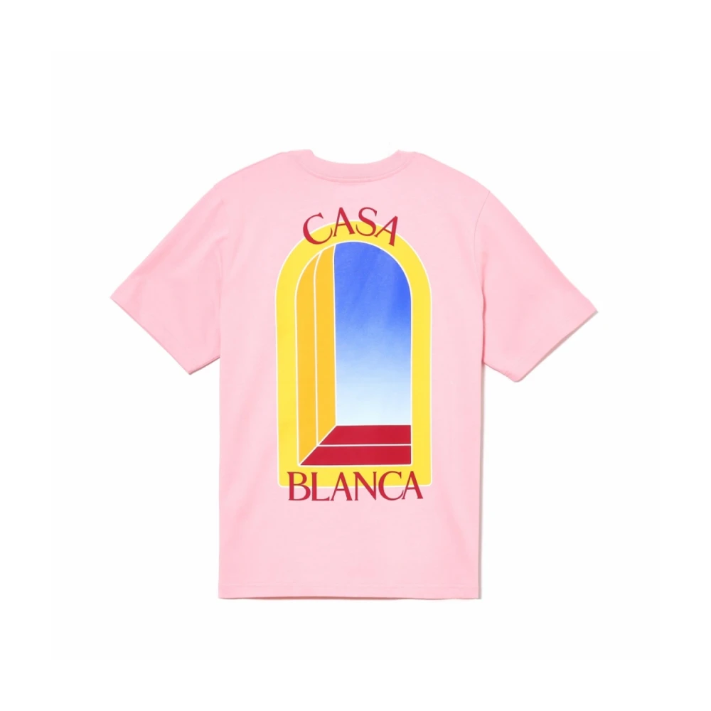 Casablanca Tryckt Logotyp T-shirt - Vit Pink, Herr