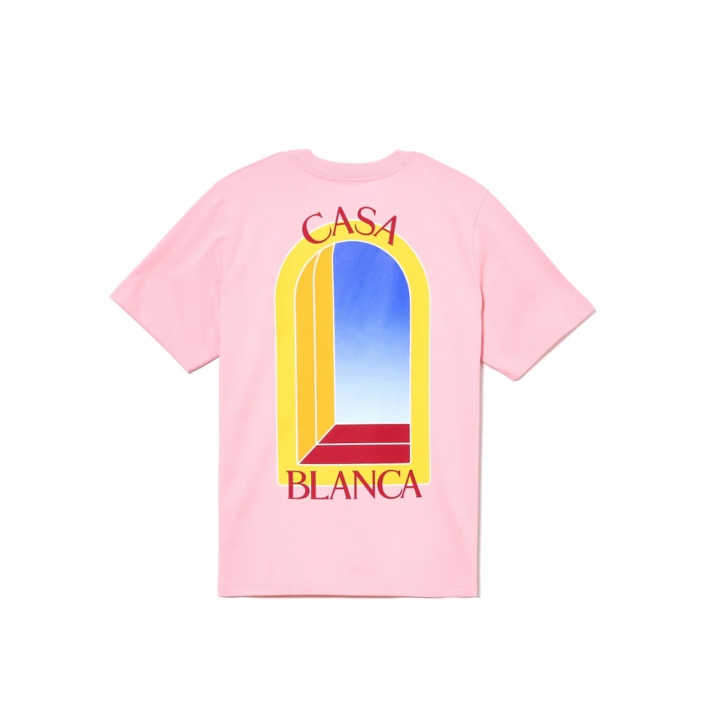 Casablanca Bedrukt Logo T-Shirt Wit Pink Heren