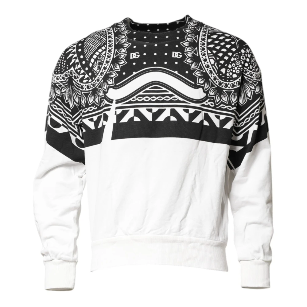 Dolce & Gabbana Men's White Bandana Print Crew Neck Cotton Jumper - Sweatshirts - Xs - Sweatshirts & Hoodies