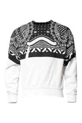 Bandana Print Crew Neck Cotton Sweater