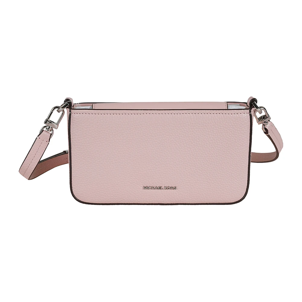 Michael Kors Zwarte Gehamerde Leren Crossbody Tas Pink Dames