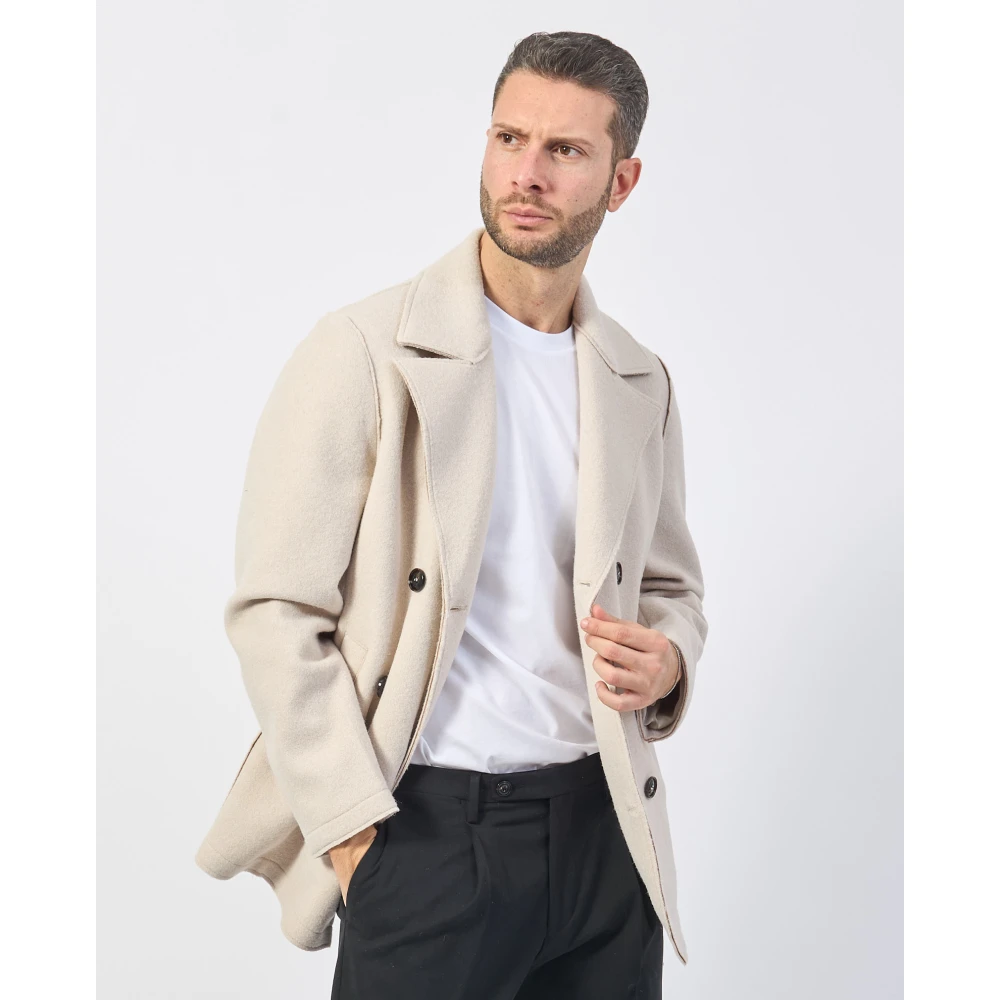 Mulish Beige Double-Breasted Jas met Zakken Beige Heren