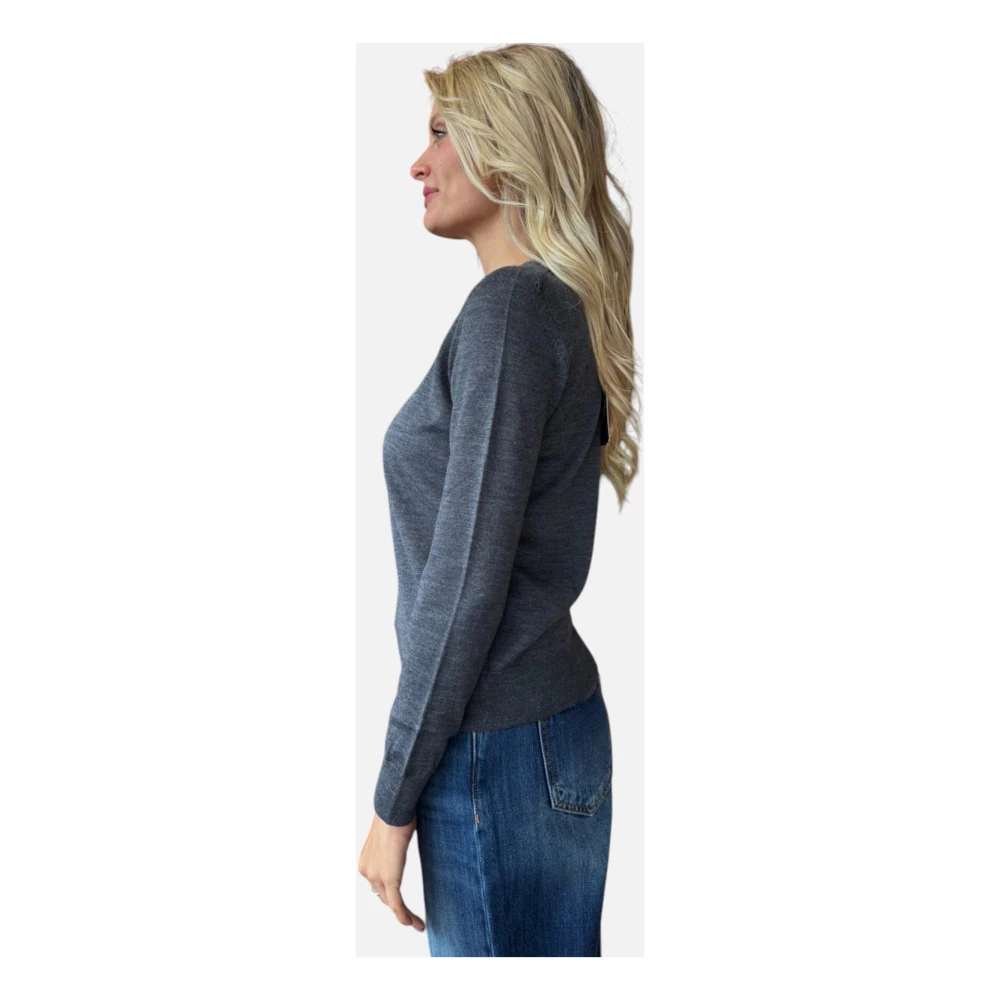 Liu Jo Merino Woltrui met Geribbelde Manchetten Gray Dames