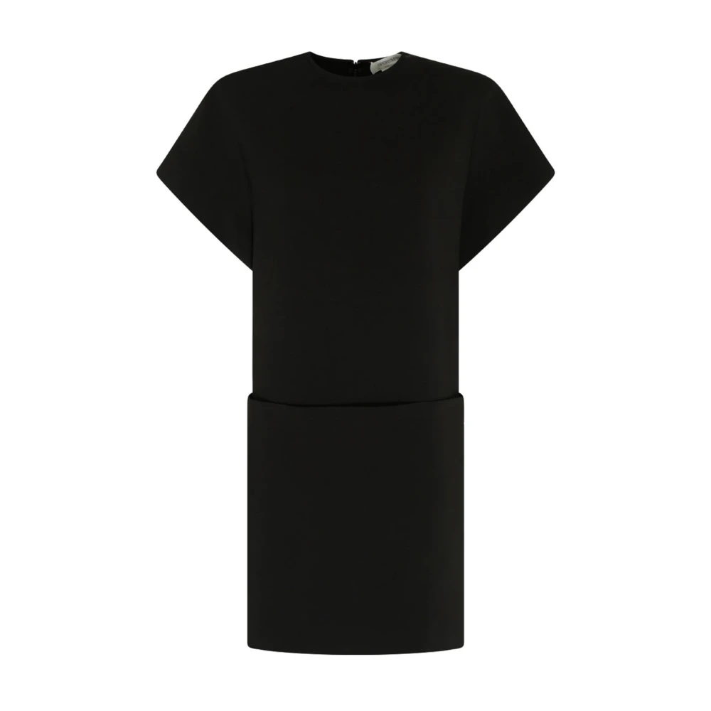 Sportmax Svart Mini Klänning med Kimono Ärmar Black, Dam