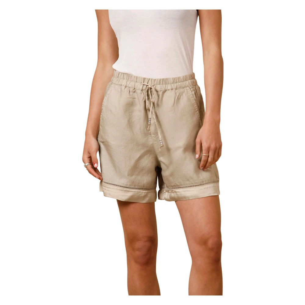 Mason's Ontspannen Tencel Linnen Jogger Bermuda Shorts Beige Dames