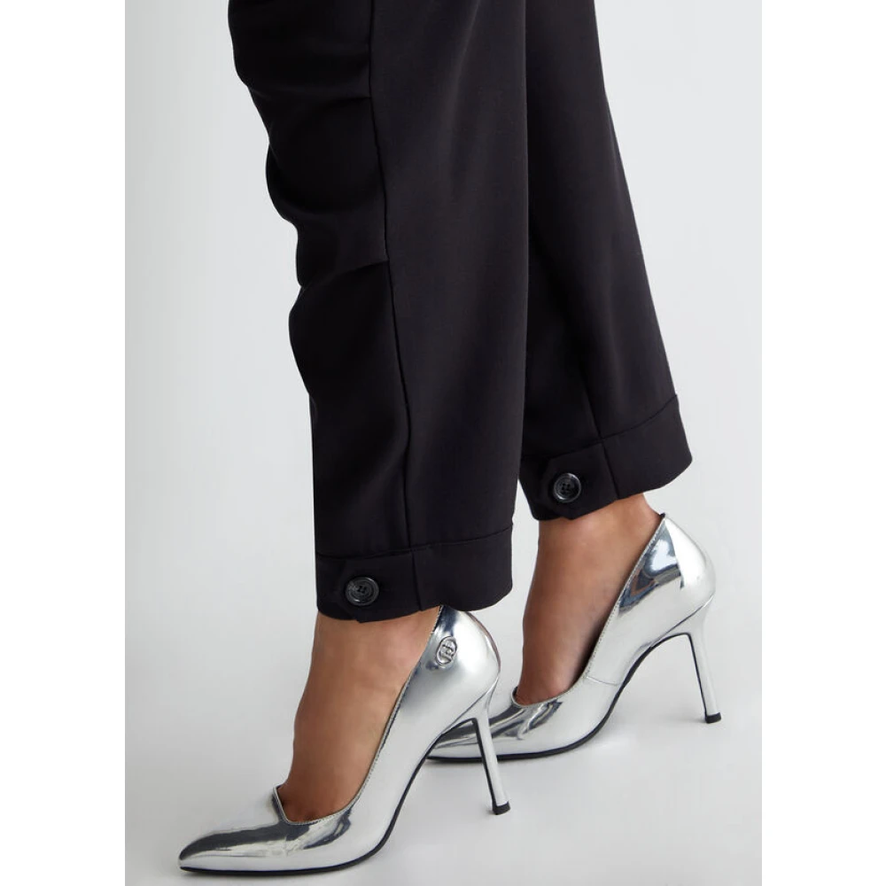 Liu Jo Zwarte Cropped Flanellen Broek Black Dames