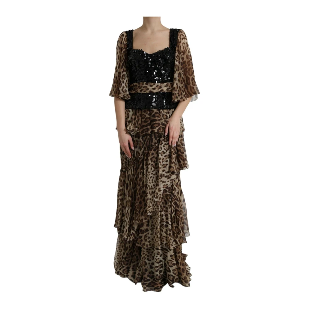 Dolce & Gabbana Women's Leopard Sequin Maxi Dress