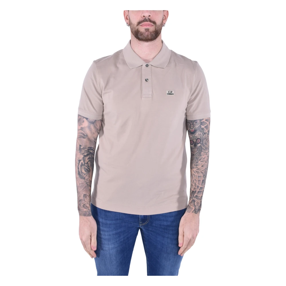 C.P. Company Stretch Piquet Kortärmad Polotröja Beige, Herr