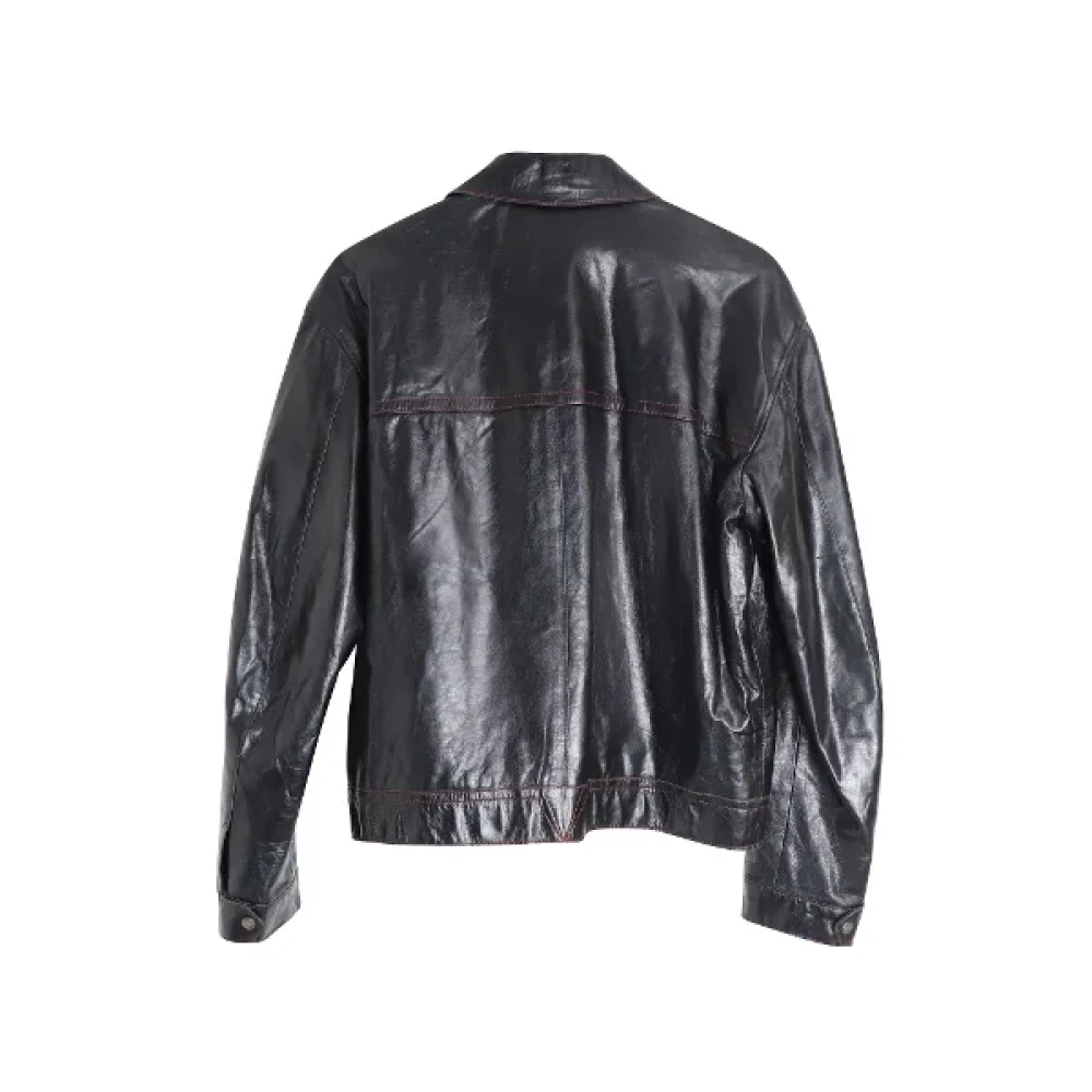 Versace Pre-owned Leather outerwear Black Heren