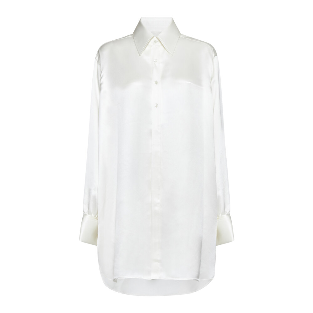 Off white silk shirt sale