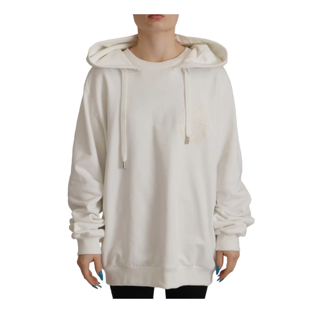 Dolce & Gabbana Vit Broderad Hoodie Pullover White, Dam