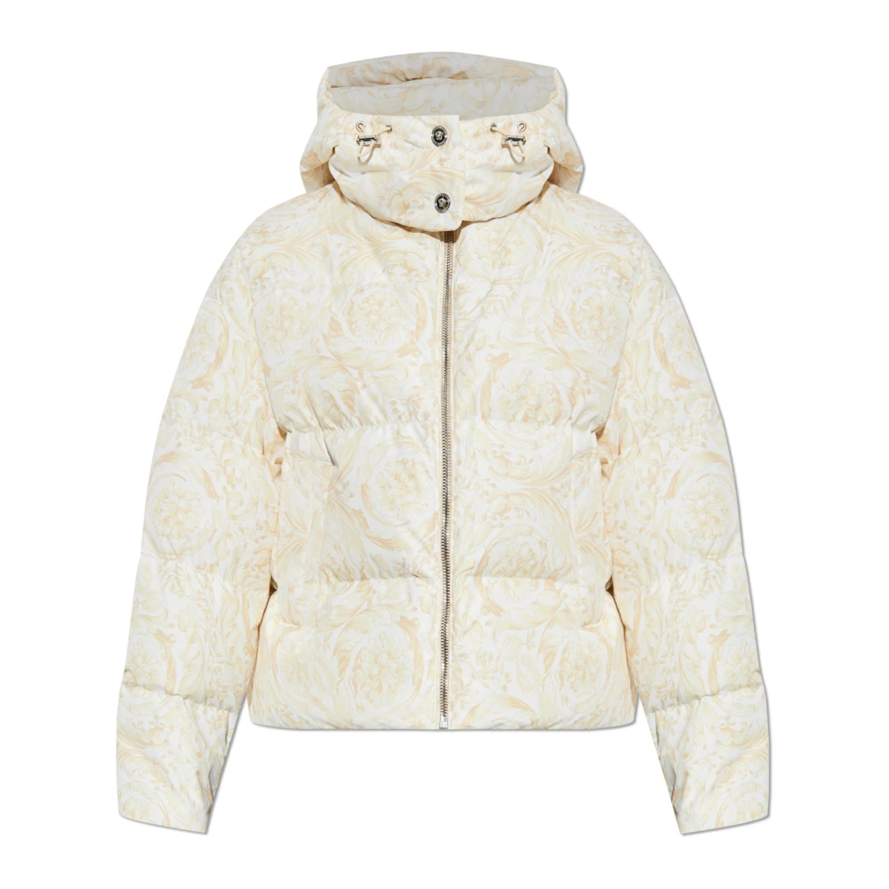 Versace Beige Dunjacka Med Avtagbar Huva