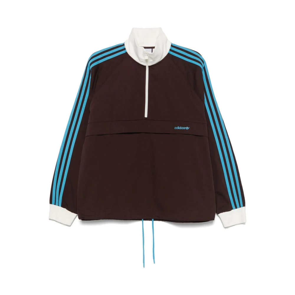 Adidas Bruine Sweater met Rits aan de Voorkant en Aantrekkoord Brown Heren