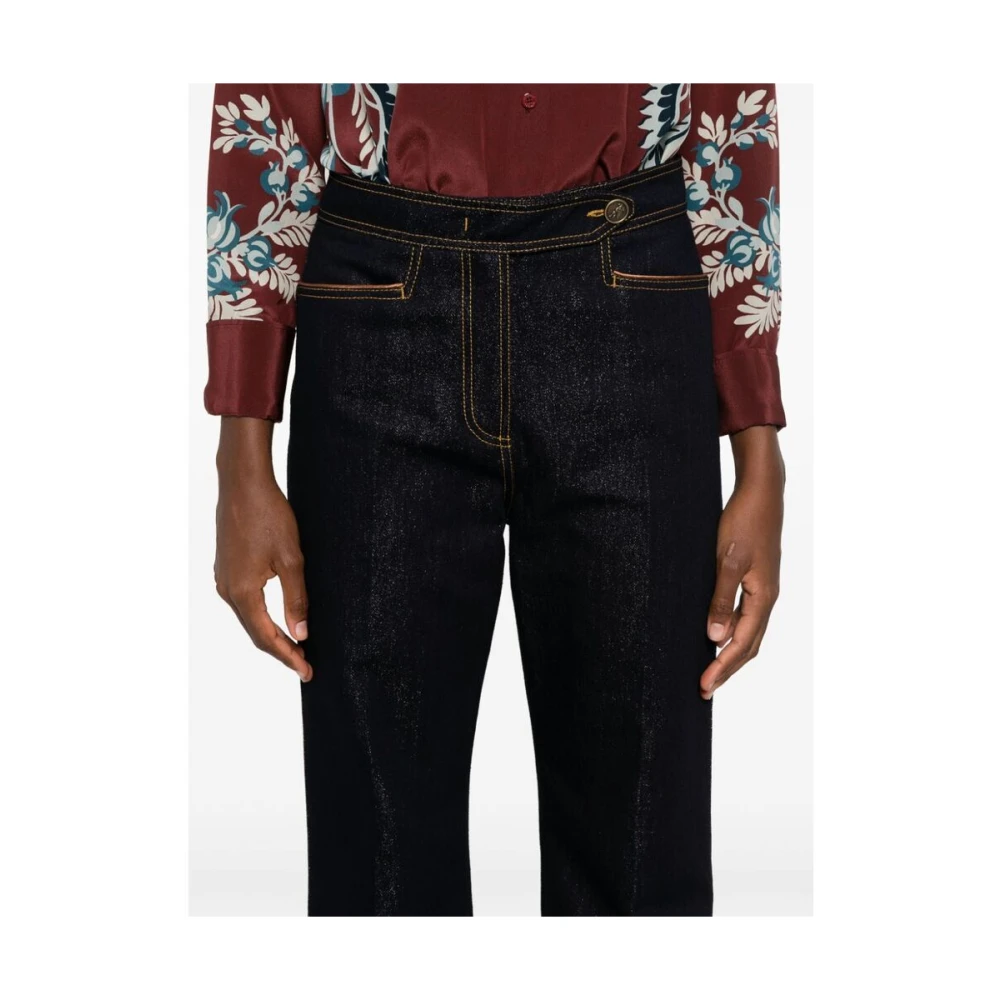 ETRO Indigo Blauw Denim Metallic Jeans Blue Dames