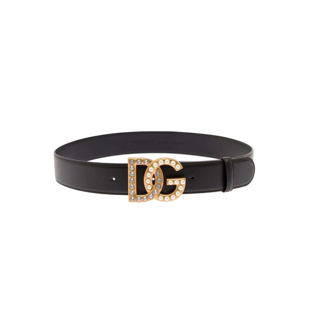 Dolce & Gabbana Riem met bejeweled DG-logo Black Dames