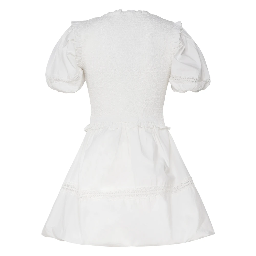 For Love & Lemons Zwarte Katoenen Mini Jurk Ballon Mouwen White Dames