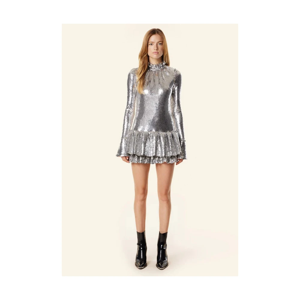 Paco Rabanne Pailletten Geborduurde Mini Jurk Gray Dames