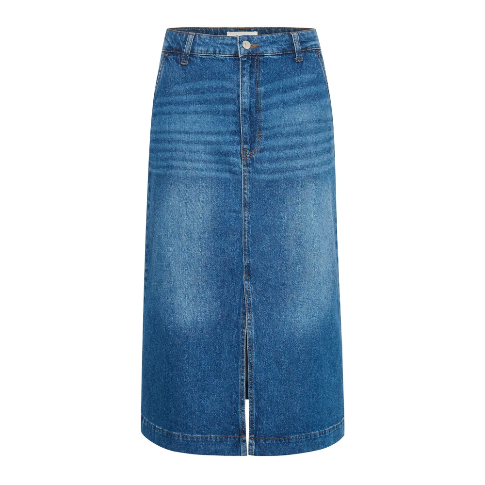 Part Two Women's Blue Denim Skirts, 3XL, Denim Skirt With Front Slit