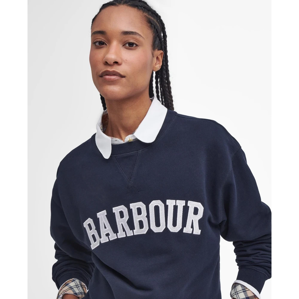 Barbour Vintage Varsity Sweatshirt Blue Dames