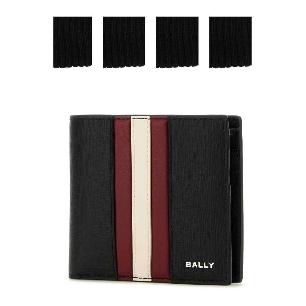 Bally Zwarte leren portemonnee Black Heren