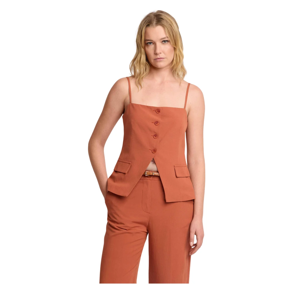 Kocca Orange Waistcoat-Style Camisole Top - Female - Sleeveless Tops - Xs - Tops