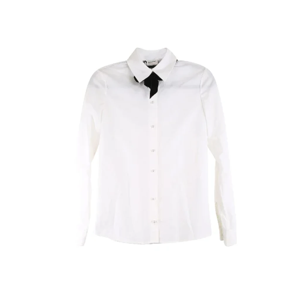 Lanvin Witte katoenen shirt met fluwelen zelfbindende bandjes White Dames