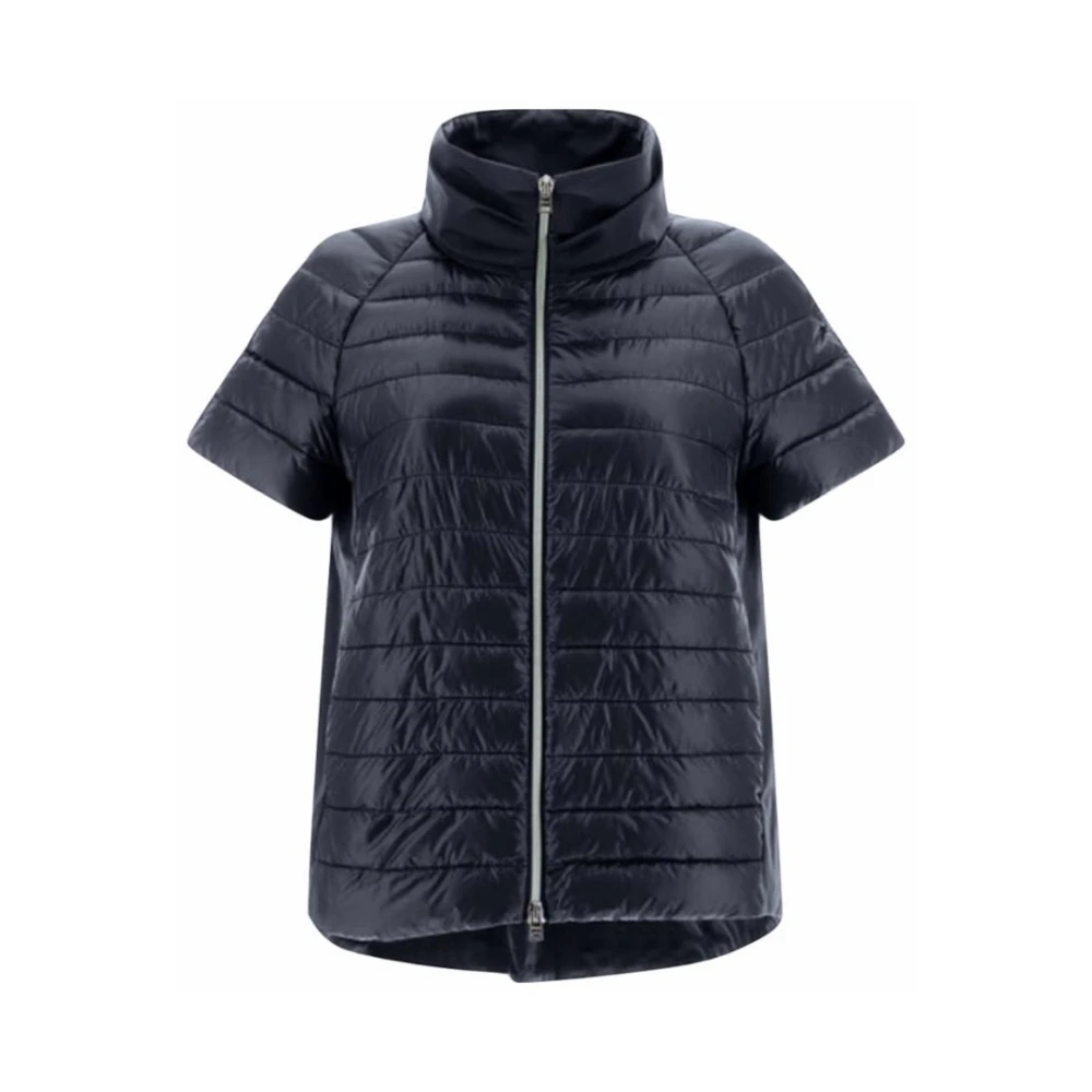 Herno Lichtgewicht Taffeta Cape met Veerbeslag Blue Dames